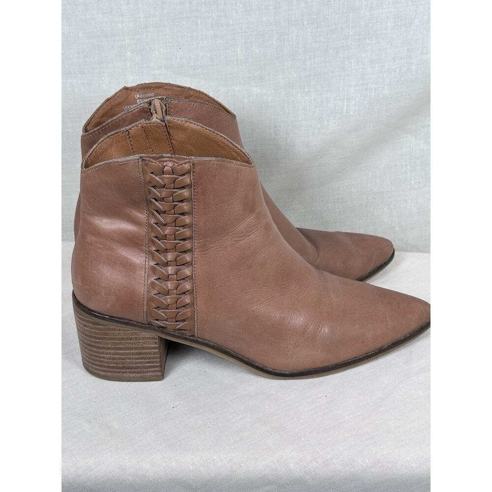 Lucky Brand Womens Cosmio Western Booties Brown Leather Block Heel size 8.5M - Picture 3 of 8